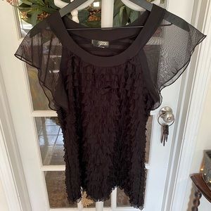 J.T.B Black Ruffle Top M